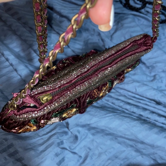 RARE EUC Zara beaded fringe embroidered Velvet evening Bag crossbody - Picture 6 of 10